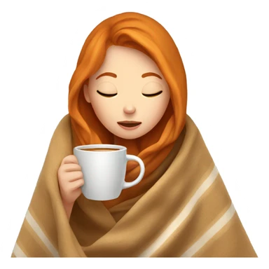 girl with Ginger hair inside a blanket sipping coffee eyes closed sticker