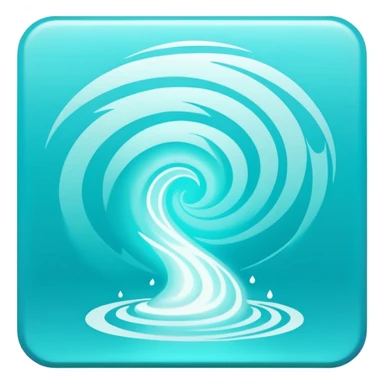 a Tiny compressed Stylized light-turquoise wind tornado symbol inside a pastel gradient white square icon, light turquoise borders sticker