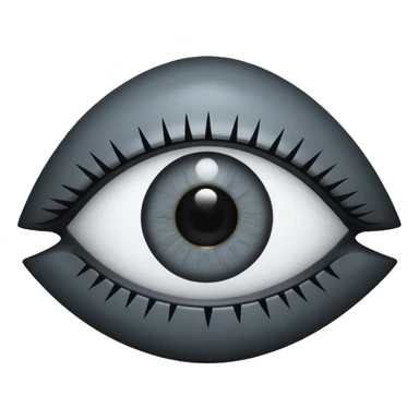 Minimal emoji, gothic futuristic eye, cold grey sclera, pupil replaced by a solid black number 8, occult cyber aesthetic, sharp clean lines, flat emoji design, centered, transparent background sticker