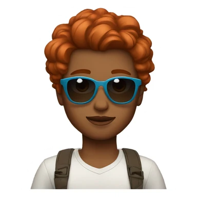 Red hair short brown skin and heart shaped sunglasses sticker