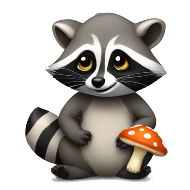 Raccoon holding mushroom sticker
