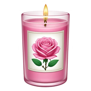 Rose candle – pink wax in clear glass with floral label sticker