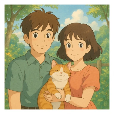 couple with pet posing for photo sticker