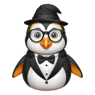A penguin wizard wearing glasses sticker