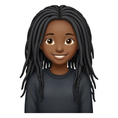 African american girl with long black locs smiling with black sweater sticker