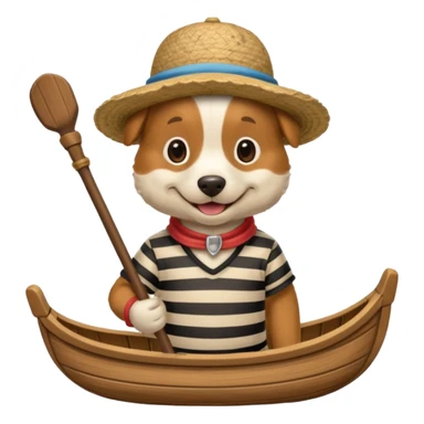 dog wearing gondolier striped shirt and hat sticker