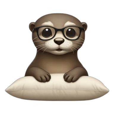 otter with glasses lean against a pillow sticker