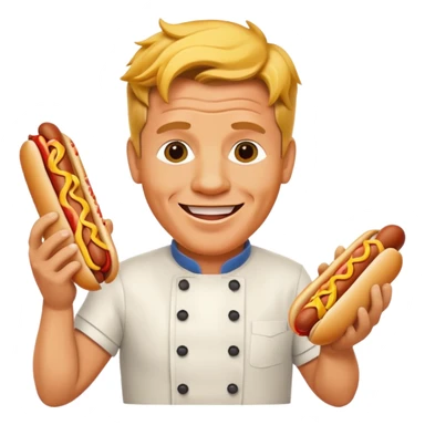 gordon ramsay hold a hotdog, happy smile sticker