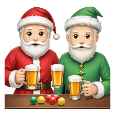 Santa and elf  playing beer pong at party sticker