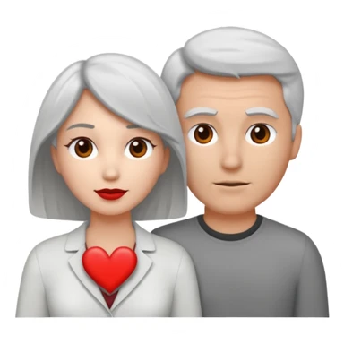 bonjour,
peux-tu générer un émoji d'un couple hétérosexuel, composé d'une femme blanche ayant les cheveux gris clair, accolée à un homme blanc avec les cheveux brun, le tout avec un cœur entre les 2 pour les lier
merci sticker