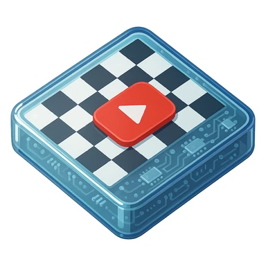 chess board of youtube play button, red YouTube play button, glossy circuit style sticker