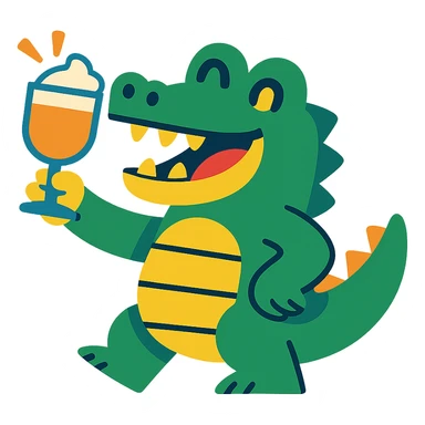 smiling crocodile toasting with a Bombardino glass cheerful and colorful sticker