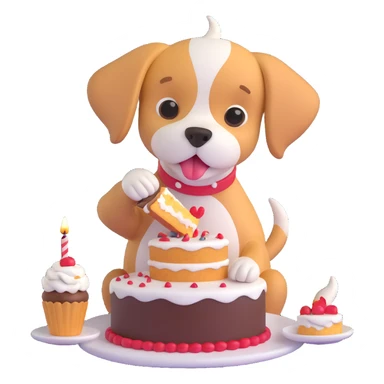 dog eating cake sticker