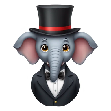 Elephant with a wig and a top hat and a spiderman costume sticker