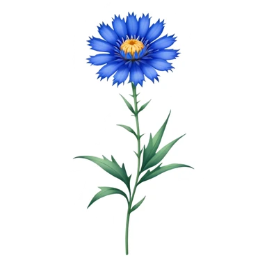 single Cornflower, straight stem sticker