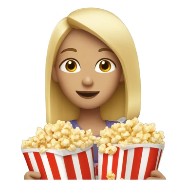Blonde girl eating popcorn sticker