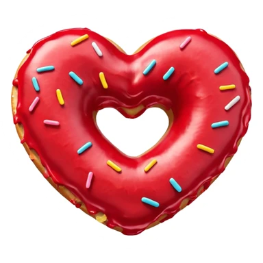 Realistic isolated heart shaped donut with red frosting. sticker