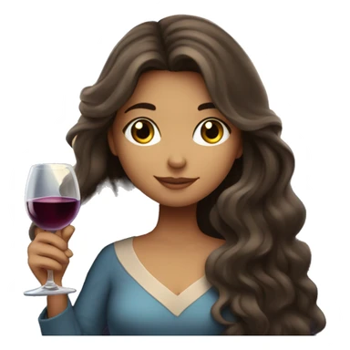 Long-haired Brunette Girl under starry moonlight with wineglass in hand sticker