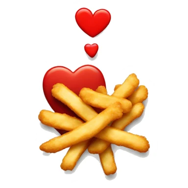 Chicken nuggets and fries with a heart  sticker