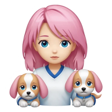 "Chibi-Anime-Girl mit Hundeohren, pinken Haaren, großen blauen Augen und breitem Grinsen." sticker