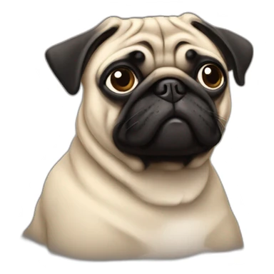 pug wearing a t-shirt sticker