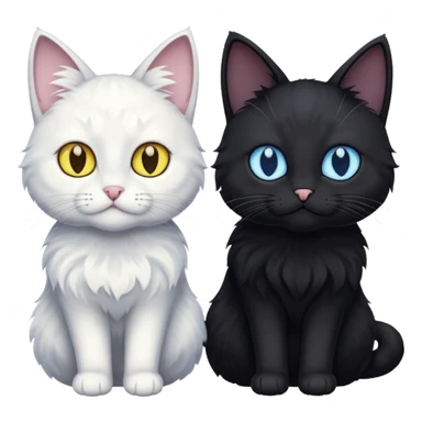 Gato preto do olho amarelo e branco do olho azul juntos um do lado do outro sticker