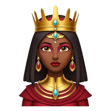 gothic ancient Egyptian queen portrait, head and shoulders only, deep red outfit, gold accents, Egyptian crown, bold makeup, dramatic lighting, 3D cartoon, mobile game icon style, clean background, no text, no watermark
 sticker
