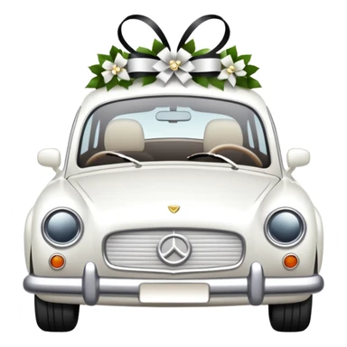 luxury car with wedding decorations, horizontal sticker