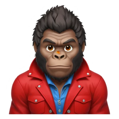 gorilla inspired by Tyler Durden, messy hair, bold red jacket, confident smirk sticker