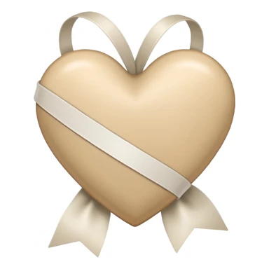 beige heart with white ribbon sticker