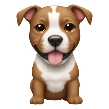 Tiny fluffy brown puppy shaped like a football with a tan pitbull with a white face  sticker