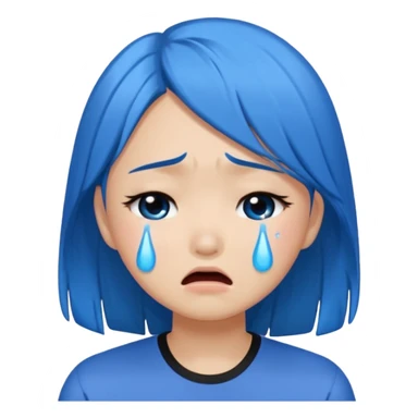 Asian girl crying more like this 😭 make the tears blue make the hair black sticker