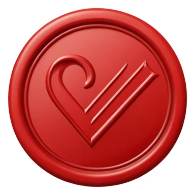 wax seal in the form of a check mark sticker