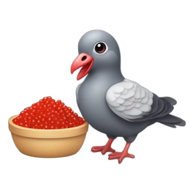 pidgeon holding red caviar in hand sticker