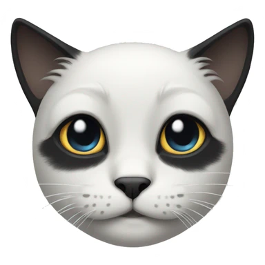 black cat with long hair one moustache white and one black sticker