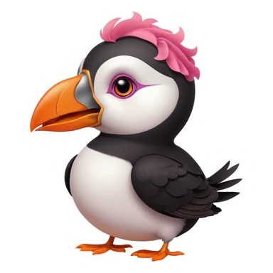 pink puffin angry blow steam nose beak sticker