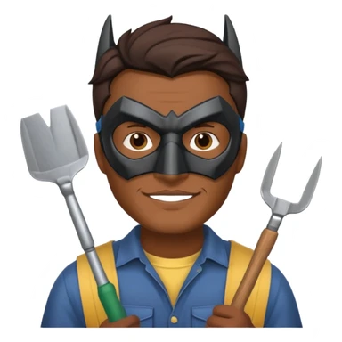 gardener with brown skin and batman mask sticker