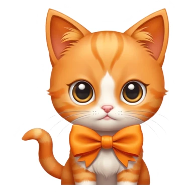 orange kitten with a bow and big eyes sticker