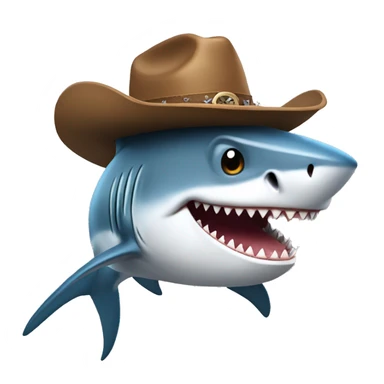 Shark with cowboy hat on sticker