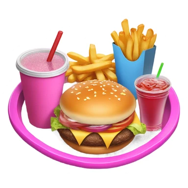 Pink fast food on fast food tray with glitter  sticker