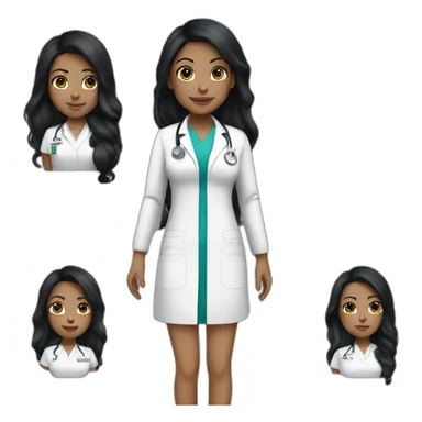 nurse white skin black hair girl sticker