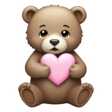 little bear holding light pink heart  sticker