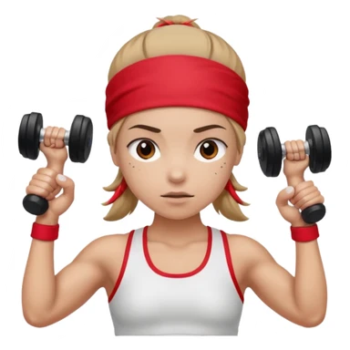 athlete with red headband, hold a mini dumbbell sticker