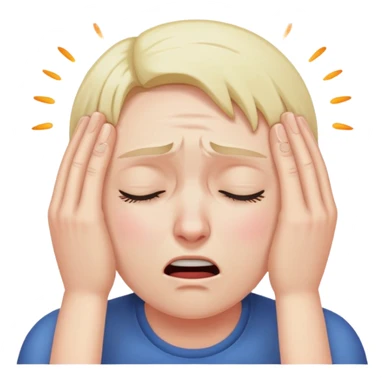 Face clutching head in agony and pain sticker