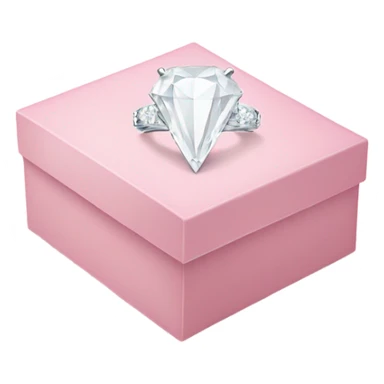 all white diamond ring in light pink box sticker