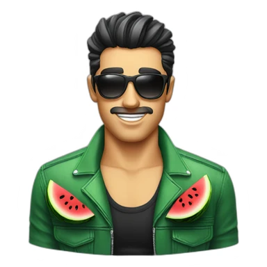greaser with stubble and watermelon sunglasses sticker
