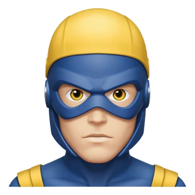 marvel superhero cyclops x-men. blue cowl with iconic yellow visor with red stripe through sticker