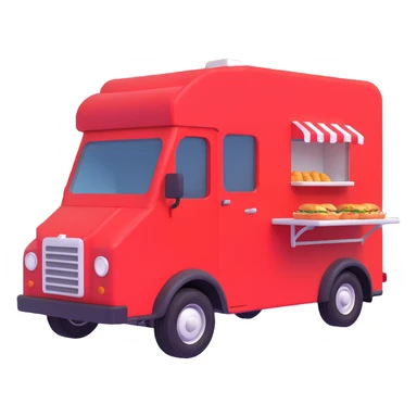 generate me a 3D red truck shaorma food truck  sticker