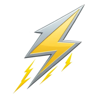 flat silver lightning bolt emoji, monochrome metallic palette, clean vector lines, slight inner shadow for depth, iOS emoji style, 512x512 pixels sticker