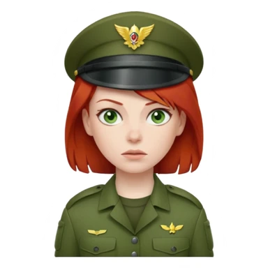 Female Soldier red hair just sticker